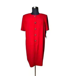Positive Attitude Women's Petite Red Dress Size 20 Vtg Y2K 90's‎ NWT Button Down